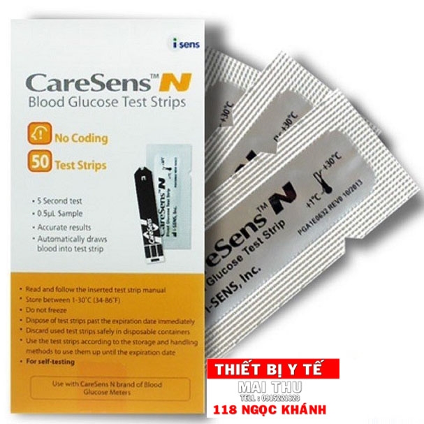 Que thử đường huyết Caresen N hộp 50 que