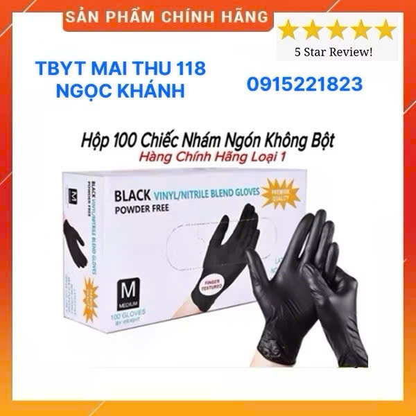 GĂNG TAY ĐEN NITRILE KHÔNG BỘT