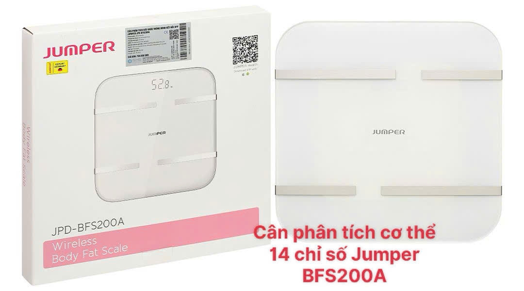 Cân phân tích sức khoẻ thông minh 14 chỉ số, kết nối APP Jumper JPD-BFS200A
