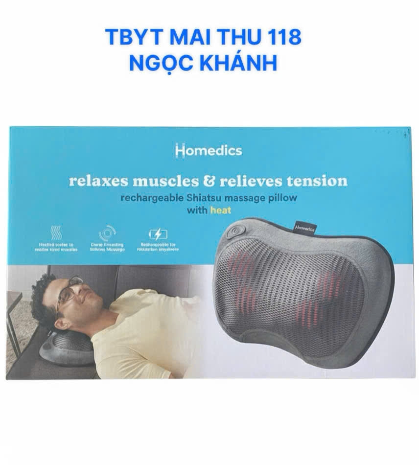 Gối massage shiatsu 3D pin sạc Homedics SP-115HJ